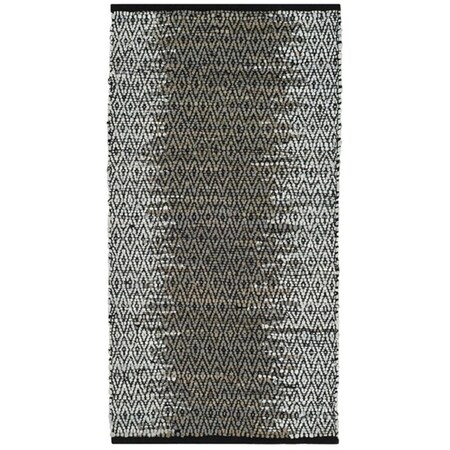 Flowers First 2 ft. 3 in. x 4 ft. Vintage Leather Hand Woven Area Rug, Light Grey & Grey - Accent FL1860223